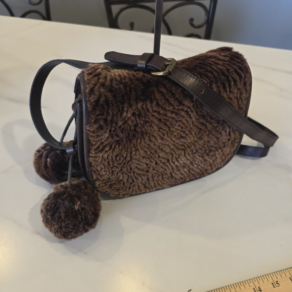 Patricia Nash Brown Faux Fur Crossbody Bag